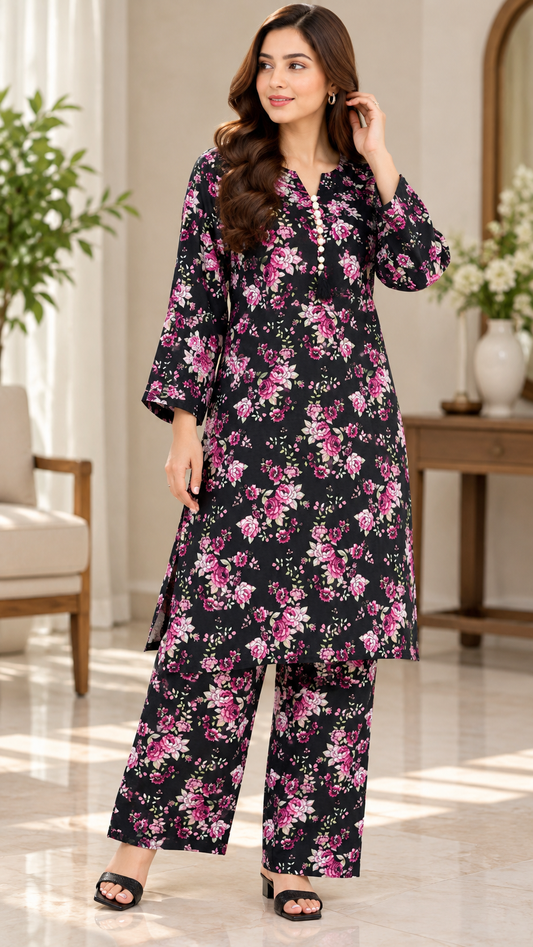 Khaadi 2-Piece Stitched Hand-Embellished Khaddar Suit – Floral