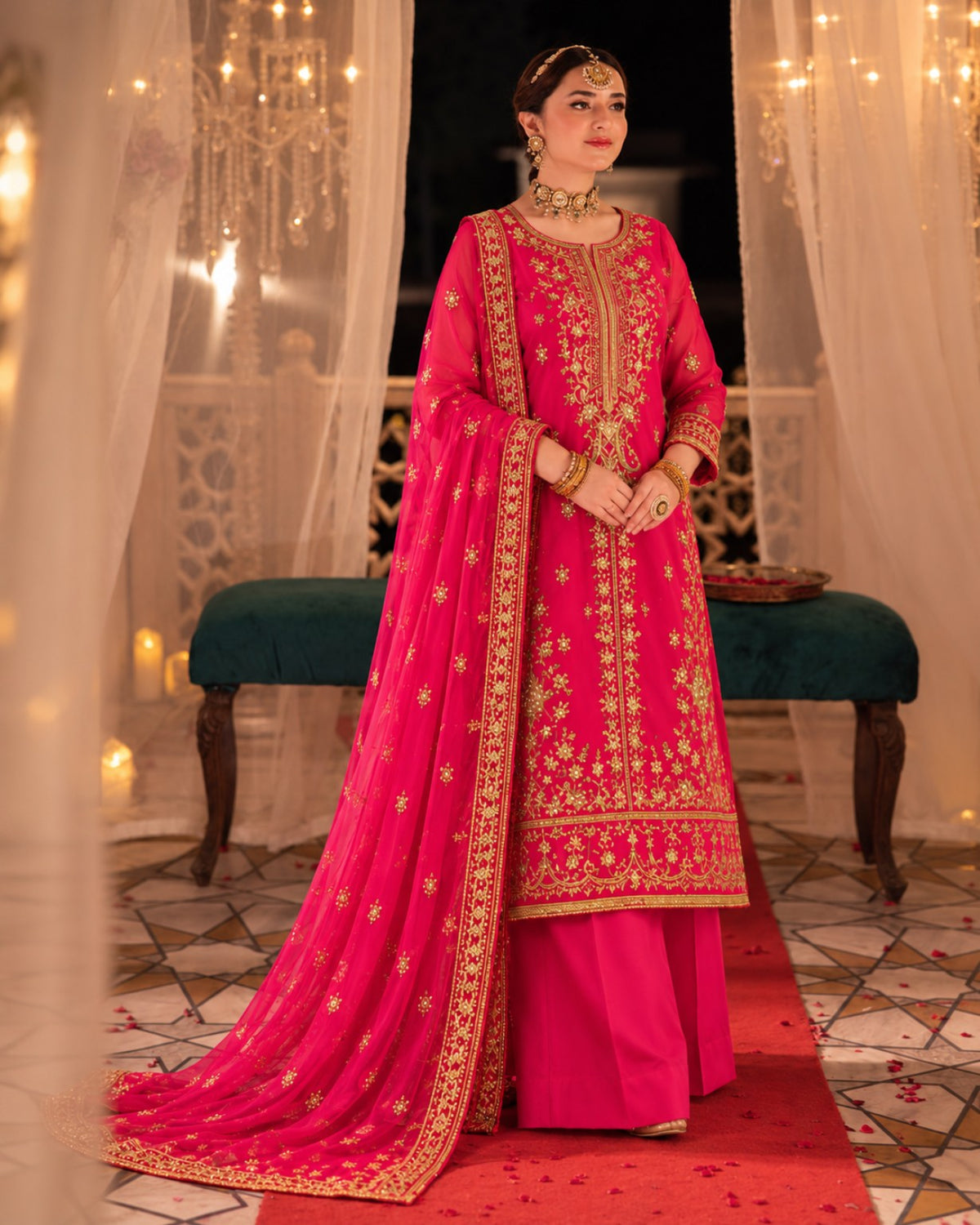 ASIM JOFA 03PC Luxury FORMAL STITCH heavy EMB/(silk) HOT PINK