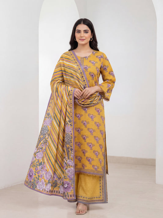 KHAADI 03 PC STITCH SUIT / YELLOW