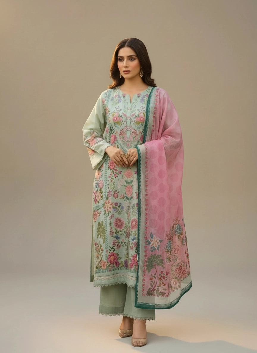 khaadi 03 pc stitch suit / light blue