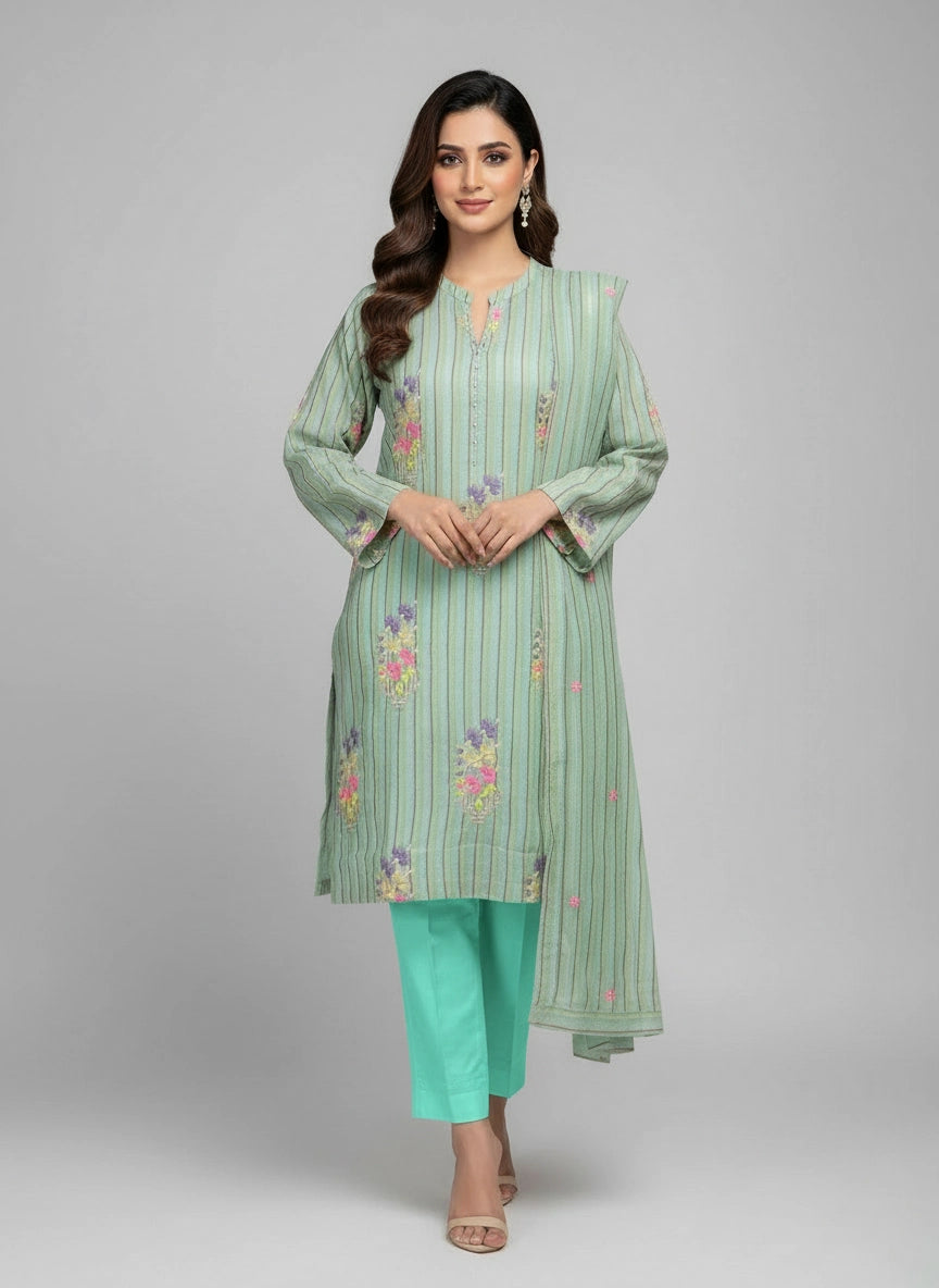 al karam 02 pc stiytch suit / sea green -324