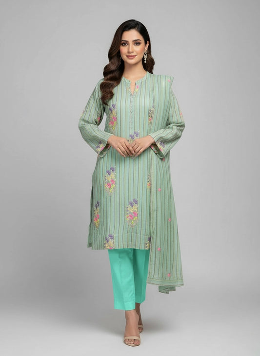 al karam 02 pc stiytch suit / sea green -324