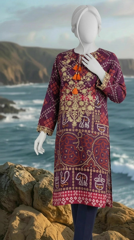 MTJ 01 PC STITCH KURTI / PURPLE