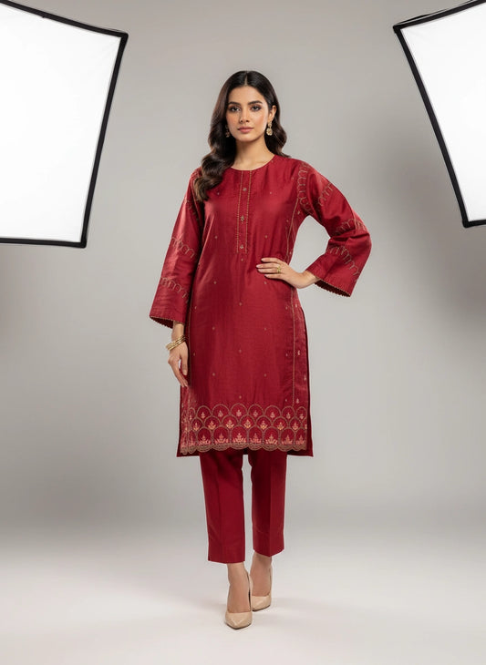 AL KARAM 02 PC STITCH SUIT / RED