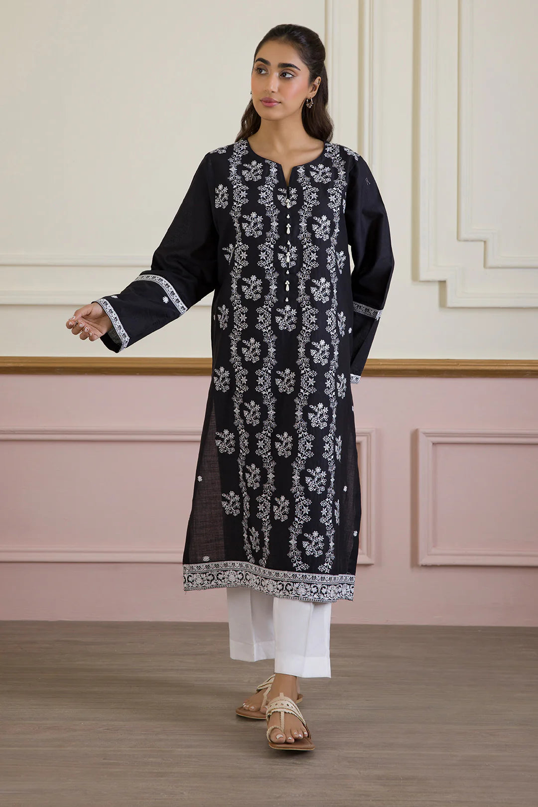 ZELLBURY 01PC STITCH KURTA-BLACK CHIKENKARI 2 2423327
