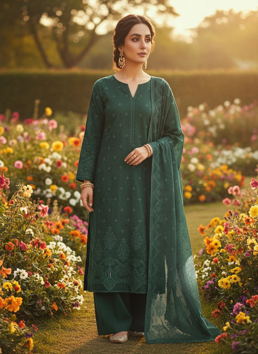 Luxury Lawn Emb/Alkaram-Green