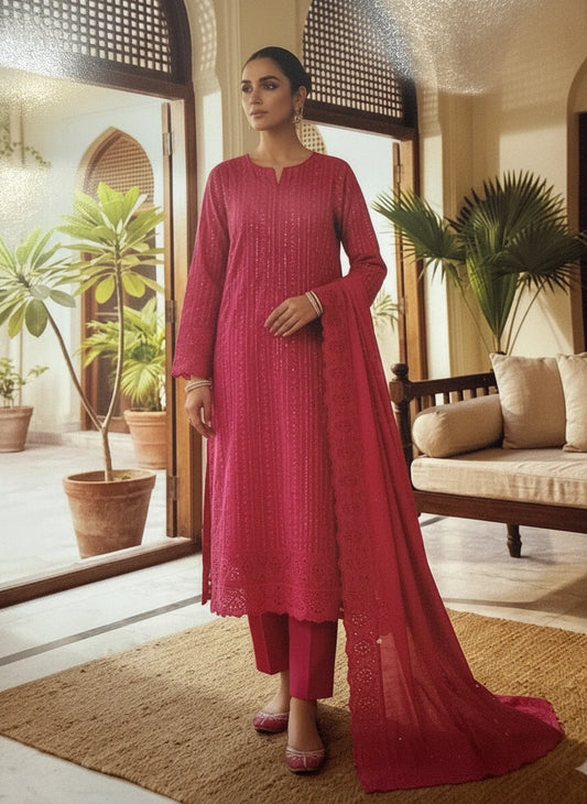Luxury Lawn Emb/Alkaram-Magenta