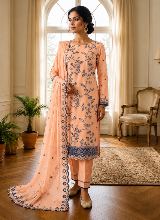 Luxury Lawn Emb/Alkaram-Pastel Yellow26-2