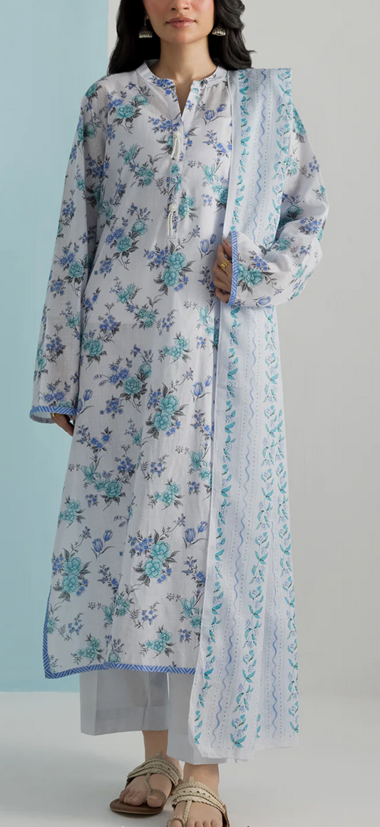 Zellbury kurti lawn blue 1 pc