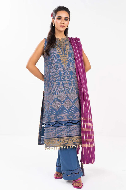 Alkaram 2pc unstitch persian bule FC-34N-25