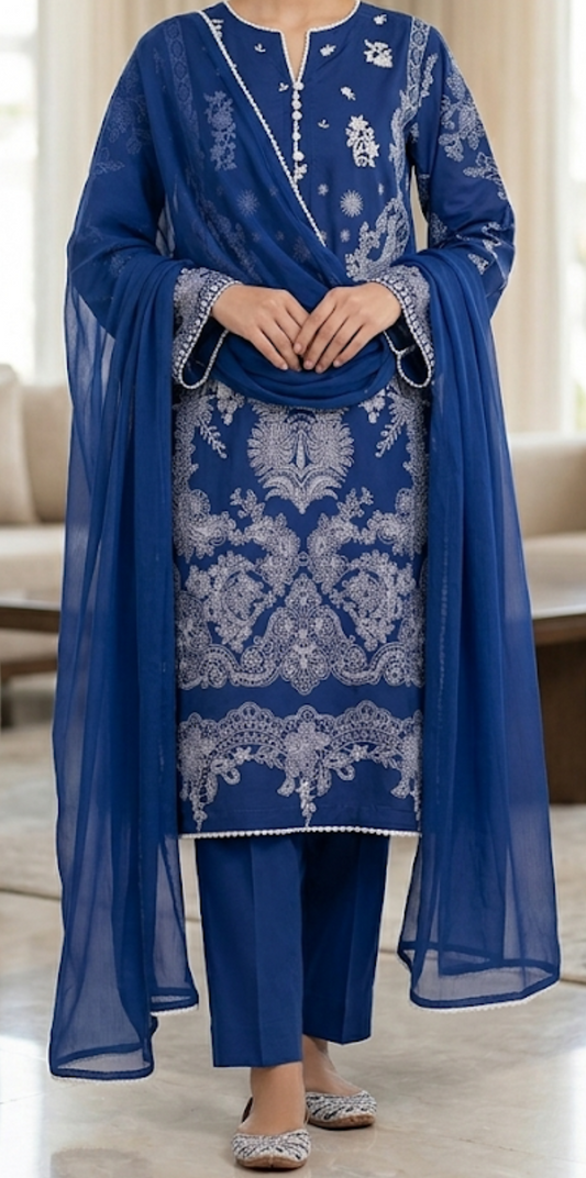 J. 03 PC STITCH SUIT /NAVY BLUE 012
