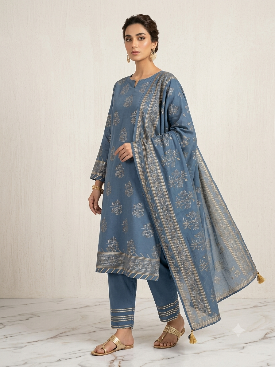 J. 03 PC STITCH SUIT / BLUE