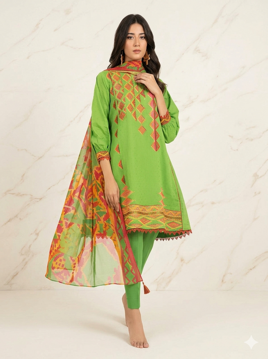 AL KARAM 03PC UNSTITCH EMB/ -37-25-2-green