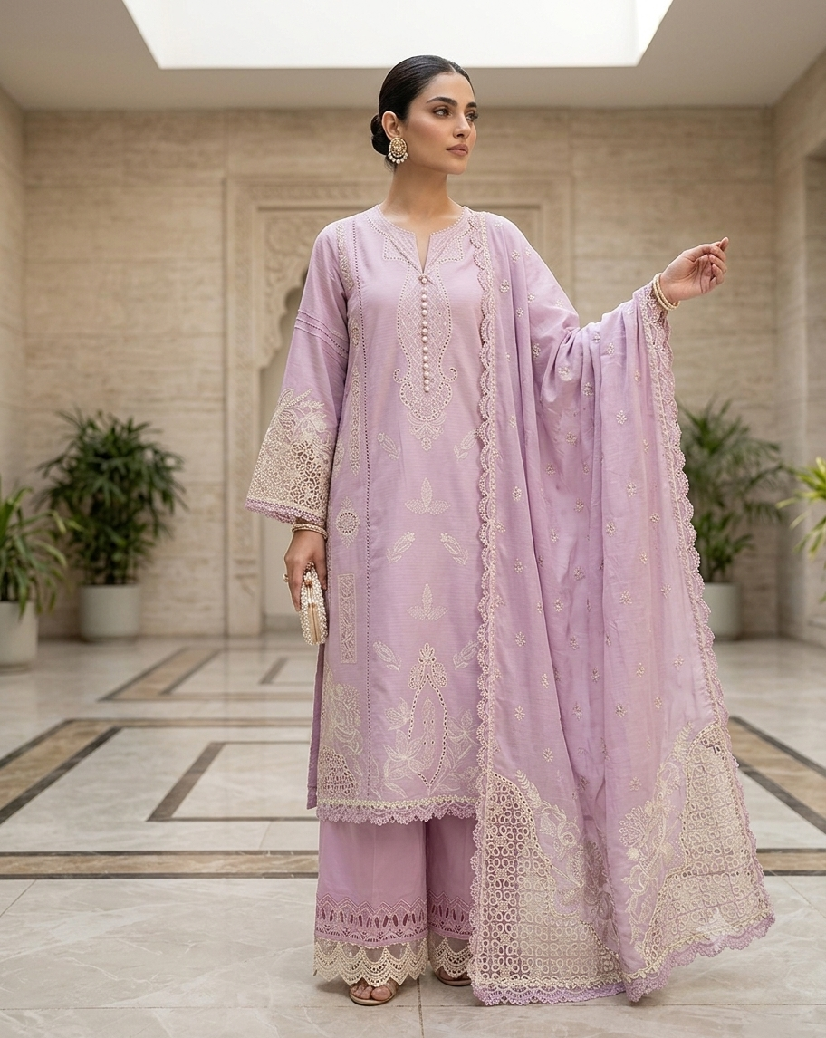 SAPPHIRE 03PC  STITCH EMB HEAVY LUXURY FORMAL