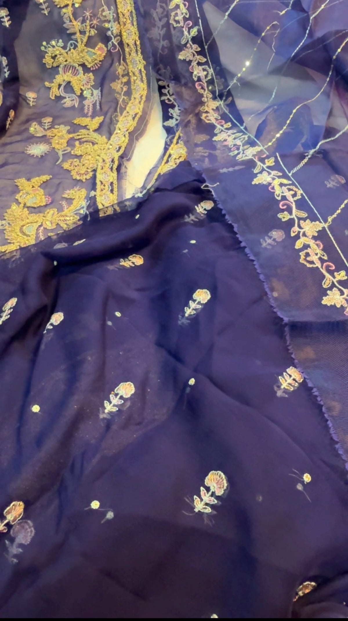 BONANZA SATRANGI 3PC UNSTITCH BRIDAL HEAVY EMB SHIFOON LUXURY with emb duppata