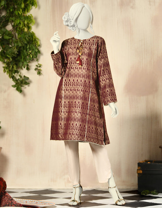 J. 01 PC STITCH KURTI / BROWN-