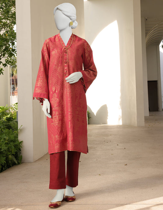 j. stitch kurti  / MAROON JACQUARD KURTI