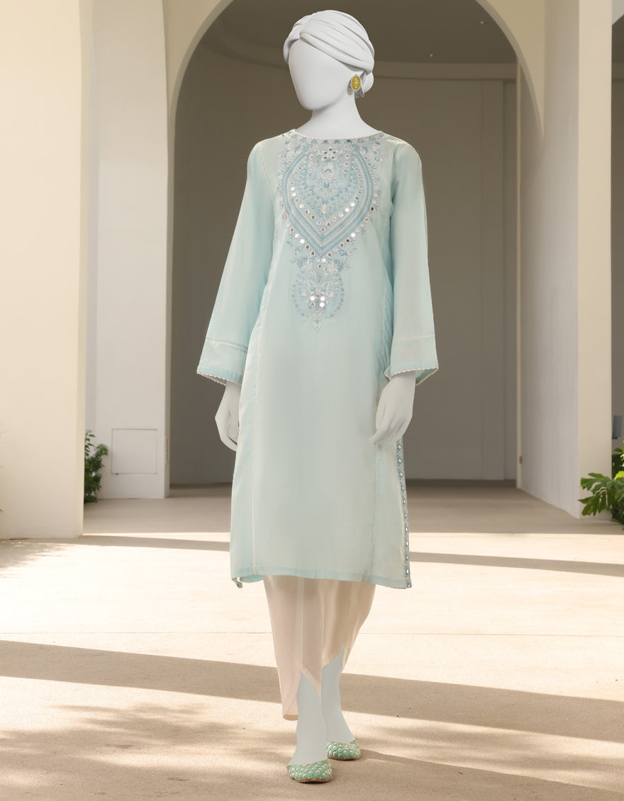 j. 01 pc stitch kurti / light blue -indur