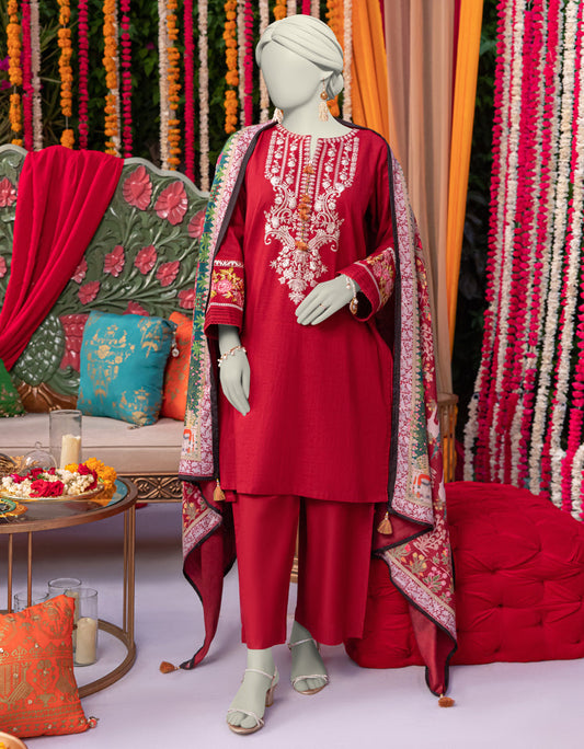 J. 03 PC STITCH SUIT / MAROON