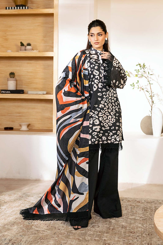 MARIA.B LAWN 03 PC UNSTITCH SUIT / BLACK -07