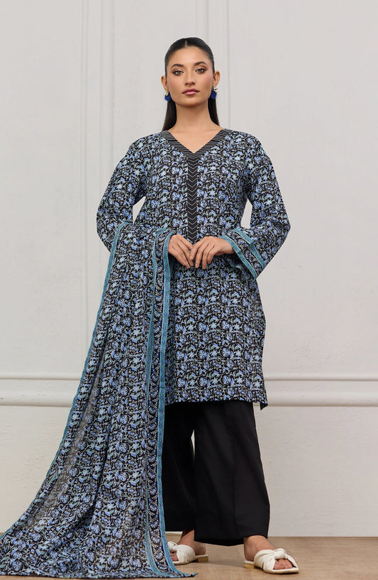 ORIENT LAWN 03 PC UNSTITCH SUIT / BLACK-20665