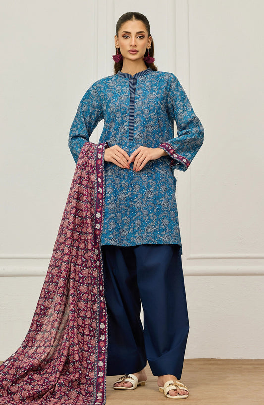 ORIENT LAWN 03 PC UNSTITCH SUIT / BLUE-20626