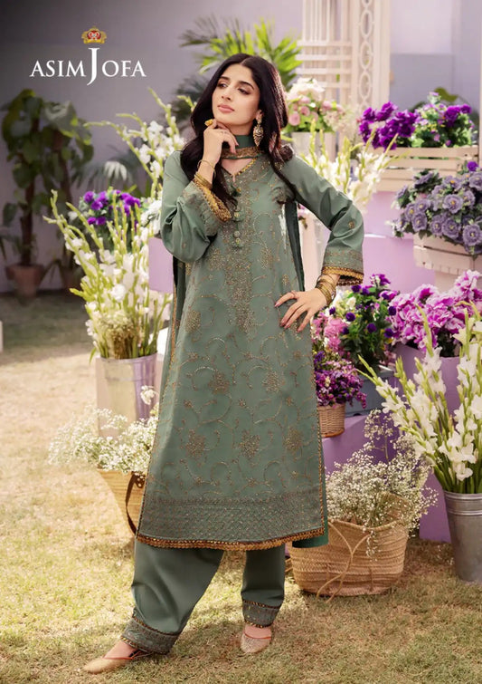 ASIM JOFA 03 PC UNSTITCH SUIT / GREEN -AJCF-15