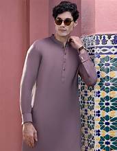 J. MENS 02 PC STITCH KAMEEZ TOUSER / RADISH BROWN