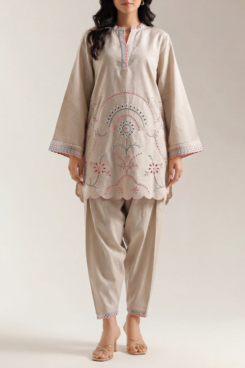 SAYA 02 PC STITCH SUIT / CREAM -1070
