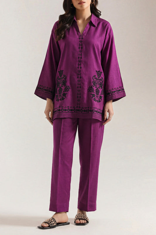 saya 02 pc stitch suit . purple -1309