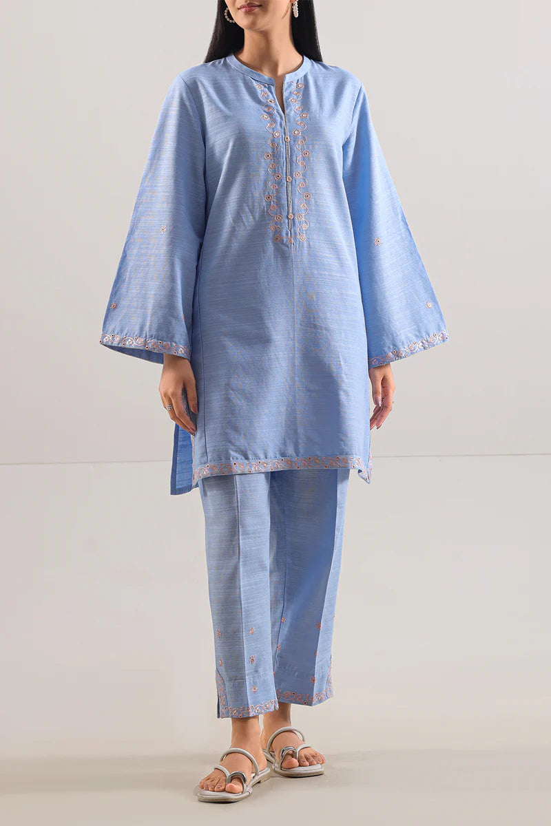 Saya Solid Embroidered Soft Raw Silk Stitched 2 Piece (Shirt/Trouser) WP2P-1468