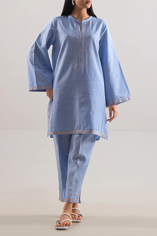 Saya Solid Embroidered Soft Raw Silk Stitched 2 Piece (Shirt/Trouser) WP2P-1468
