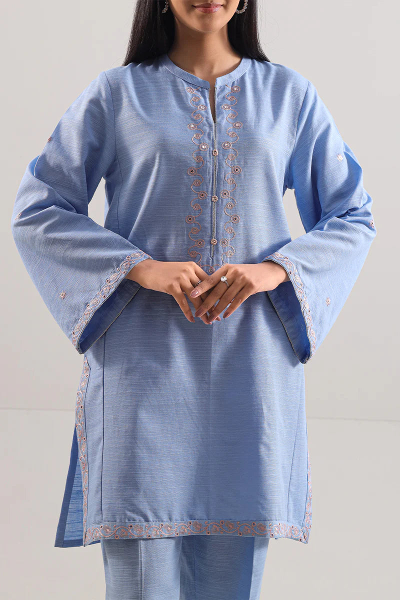 Saya Solid Embroidered Soft Raw Silk Stitched 2 Piece (Shirt/Trouser) WP2P-1468