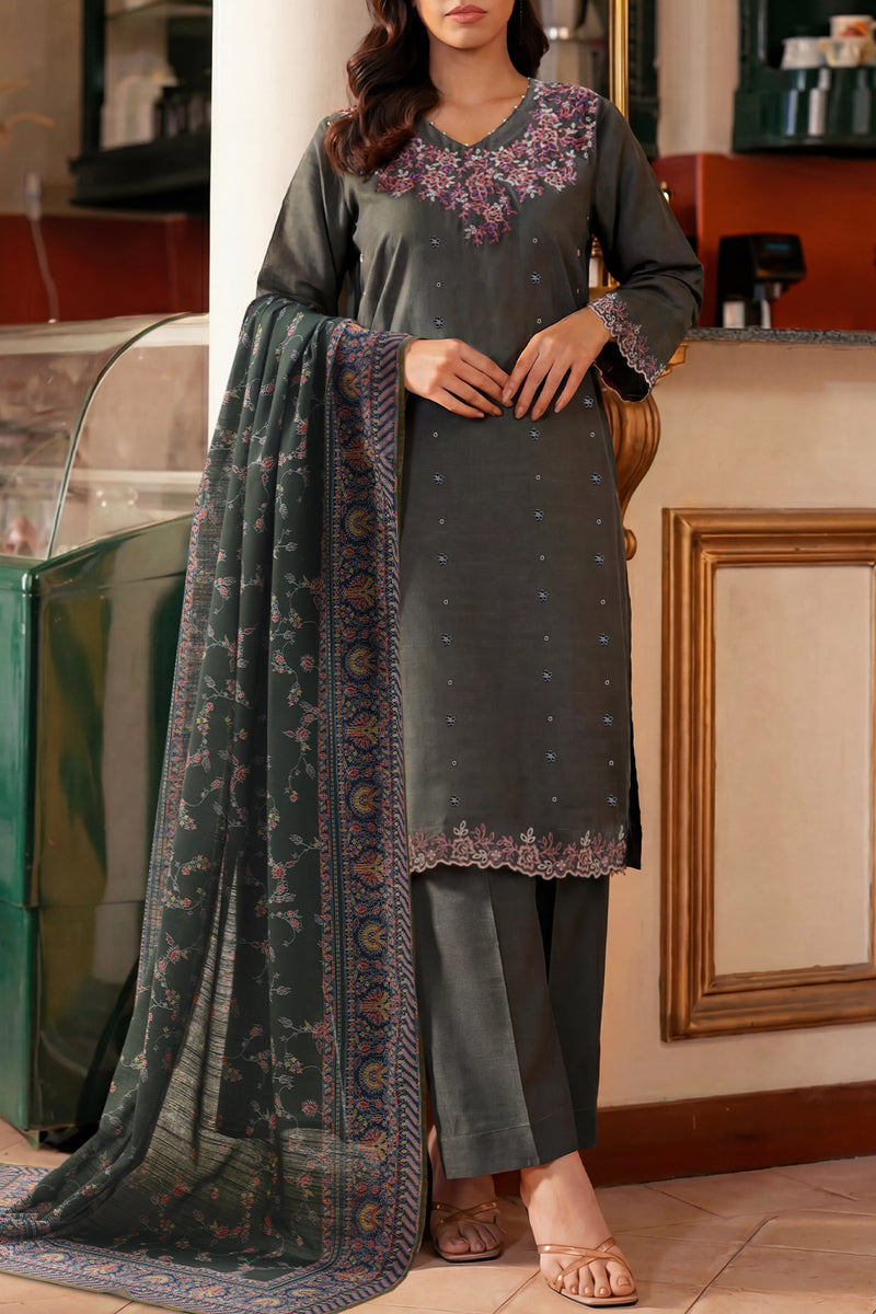 saya 03 pc stitch suit / dark grey -217