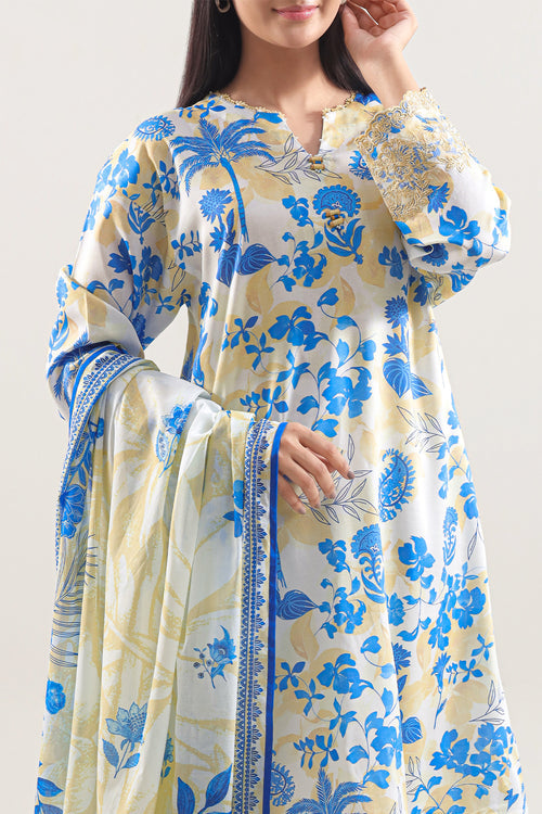 SAYA 03 PC UNSTITCH SUIT / BLUE -E05BL