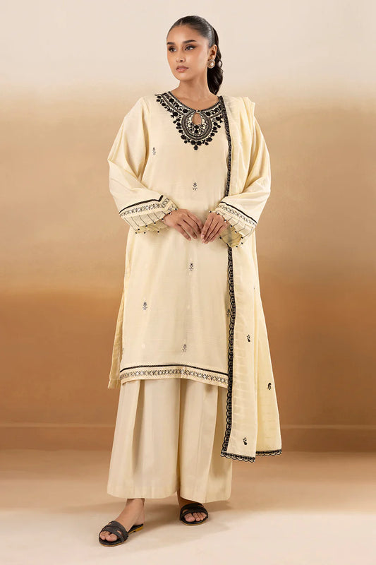ZELLBURY 02 PC STITCH SHIRT DUPPATA / CREAM-2433334