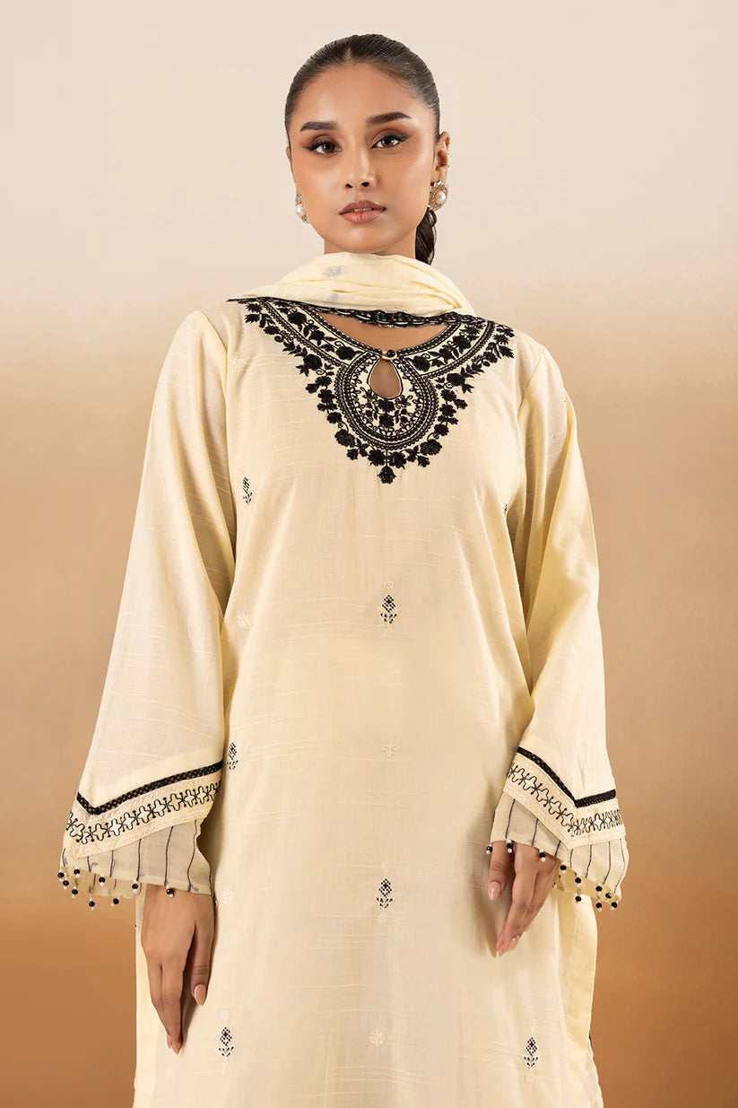 ZELLBURY 02 PC STITCH SHIRT DUPPATA / CREAM