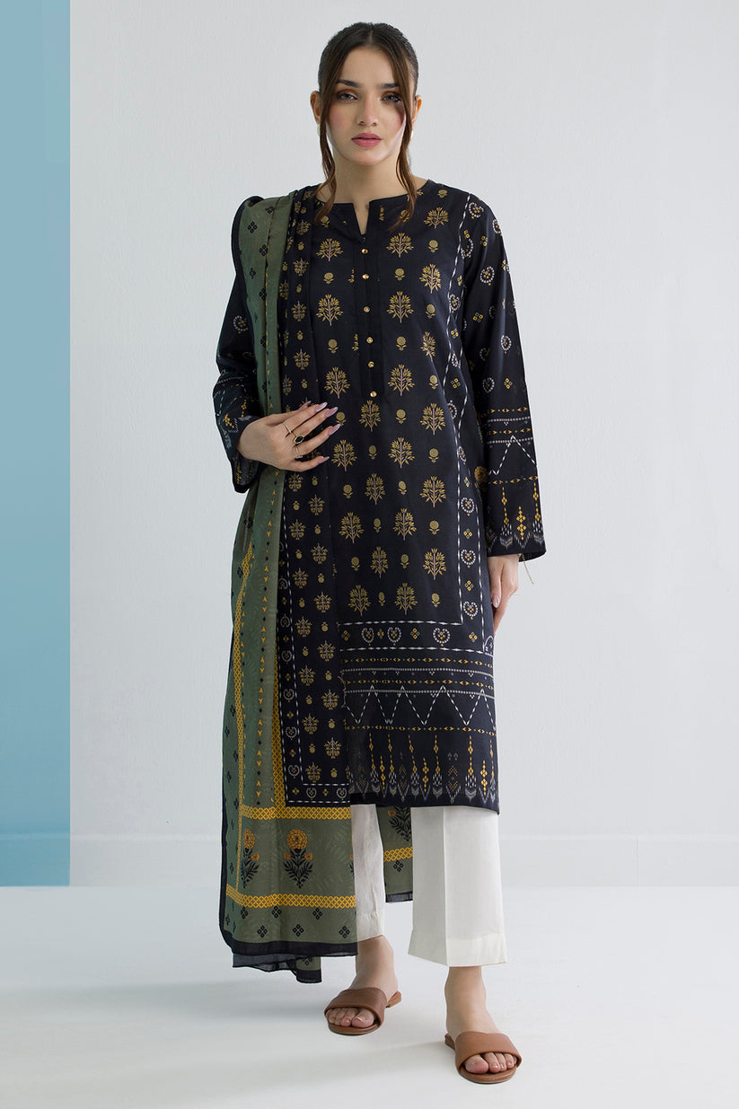 ZELLBURY 02 PC STITCH KURTA DUPPATA / BLACK