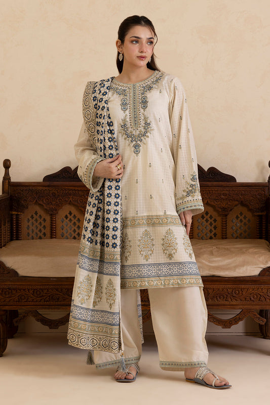 zellbury 03 pc stitch suit / white