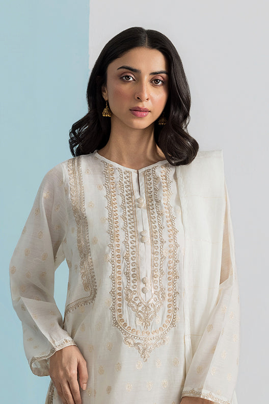 zellbury 02 pc stitch shirt duppata / white