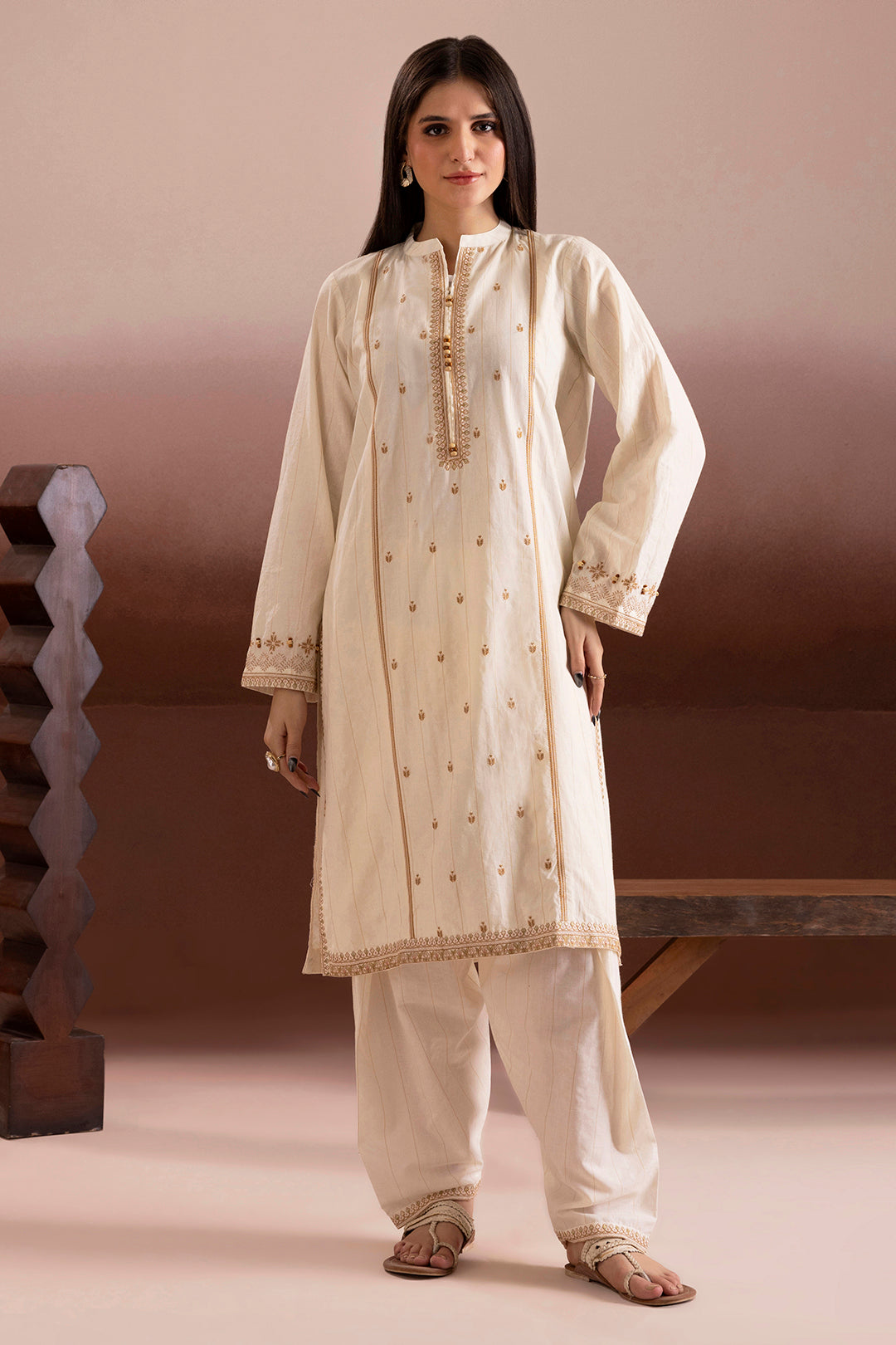 ZELLBURY 02 PC STITCH SUIT / OFF WHITE -1025395
