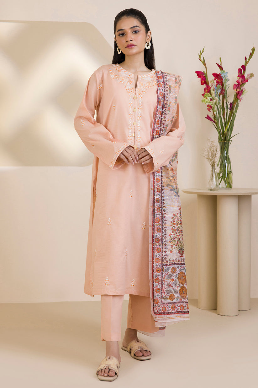 zellbury 03 pc stitch suit / peach