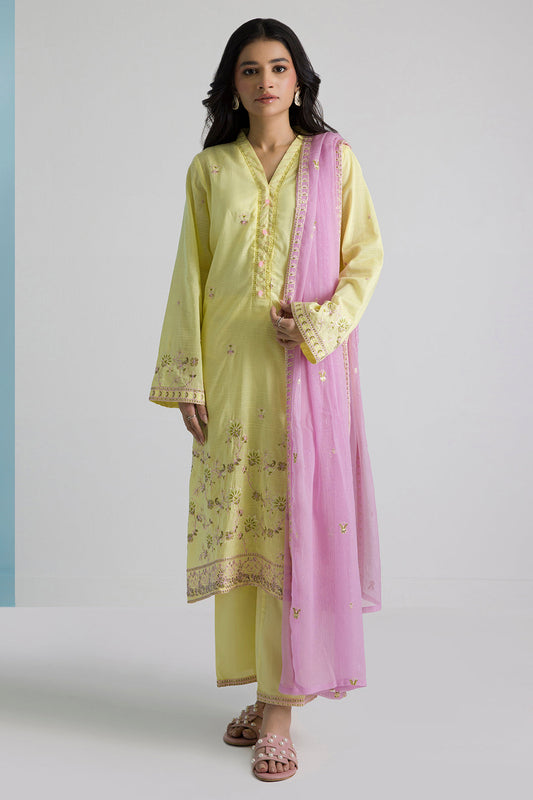 ZELLBURY 03 PC STITCH SUIT / YELLOW -0135424