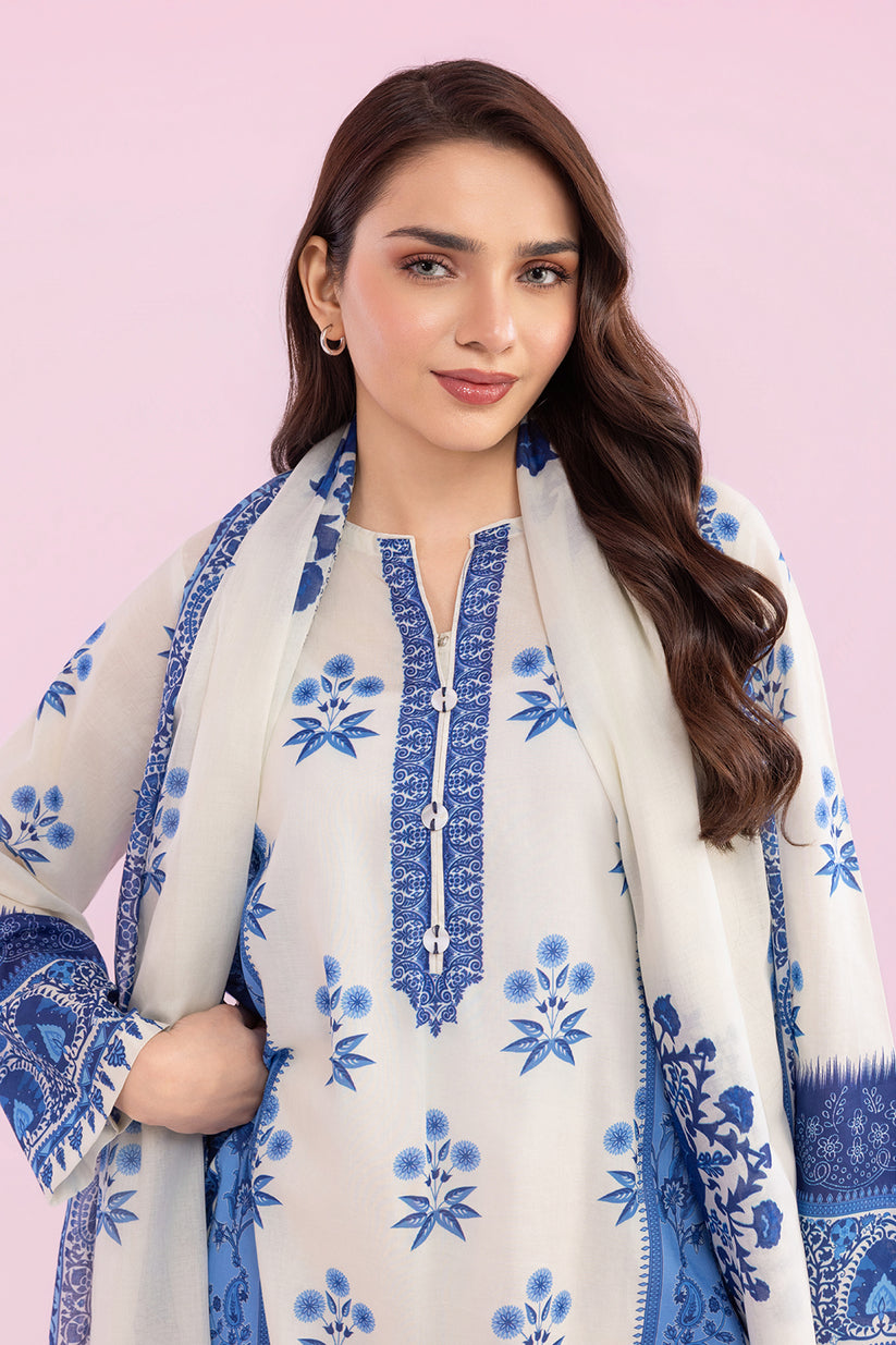 ZELLBURY 02 PC STITCH SHIRT DUPPATA / WHITE