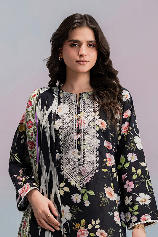 zellbury 02 pc stitch shirt duppata /black