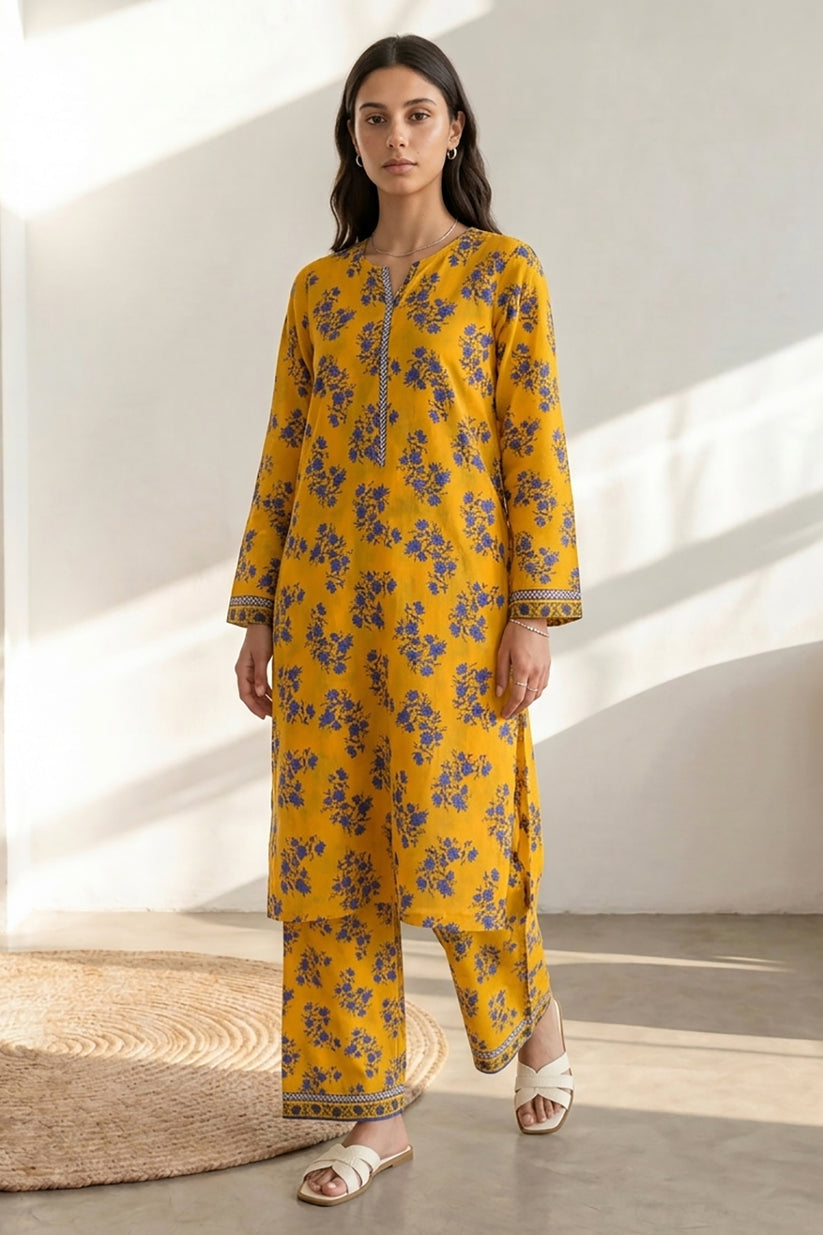 ZELLBURY 02 PC STITCH SHIRT TROUSER / YELLOW2622614