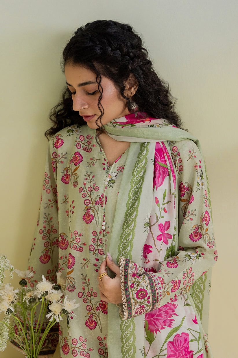 zellbury  02 pc stitch shirt duppata / light green