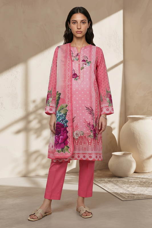 zellbury 03 pc stitch suit / pink