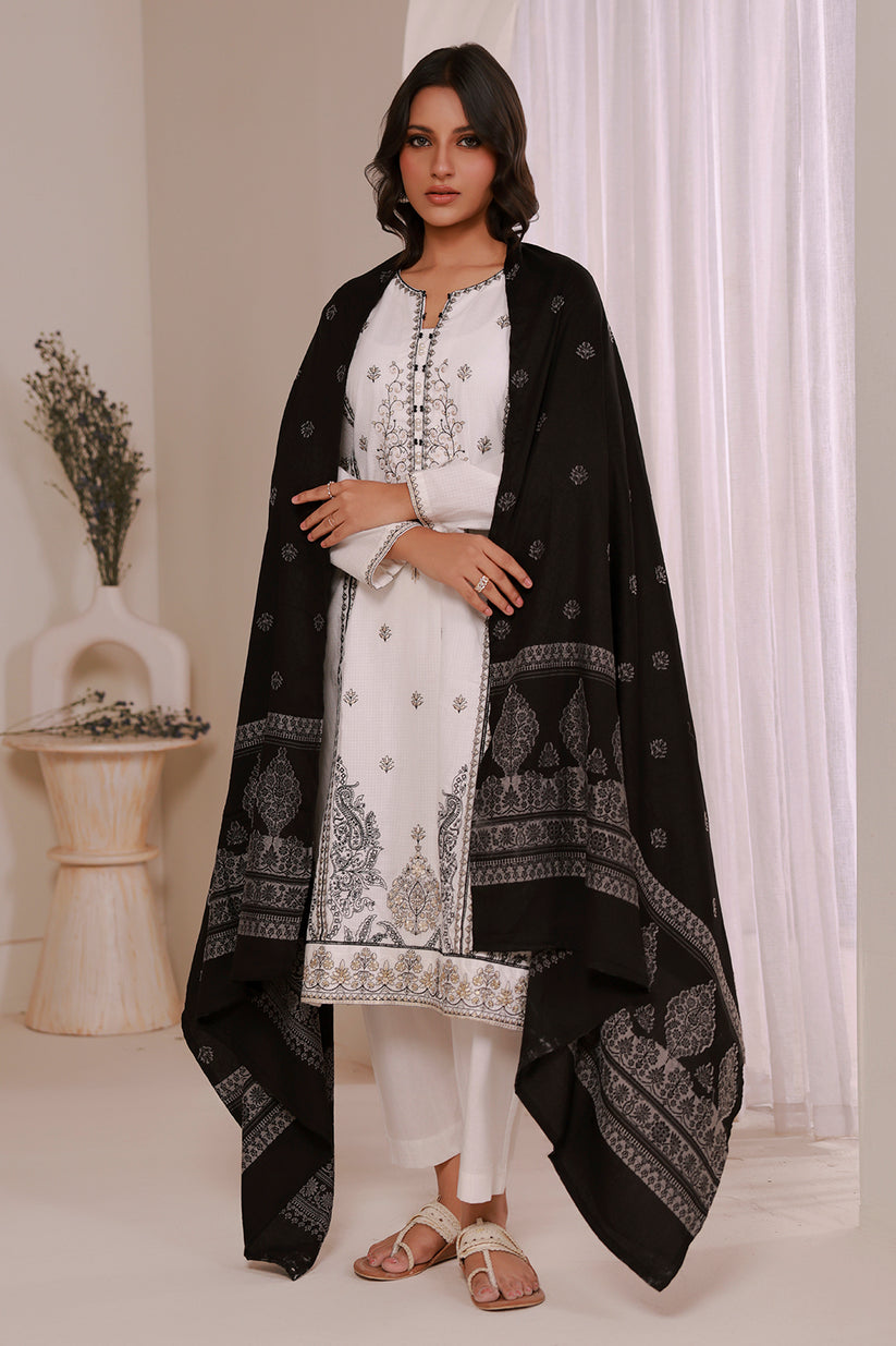 zellbury 03 pc stitch suit / white