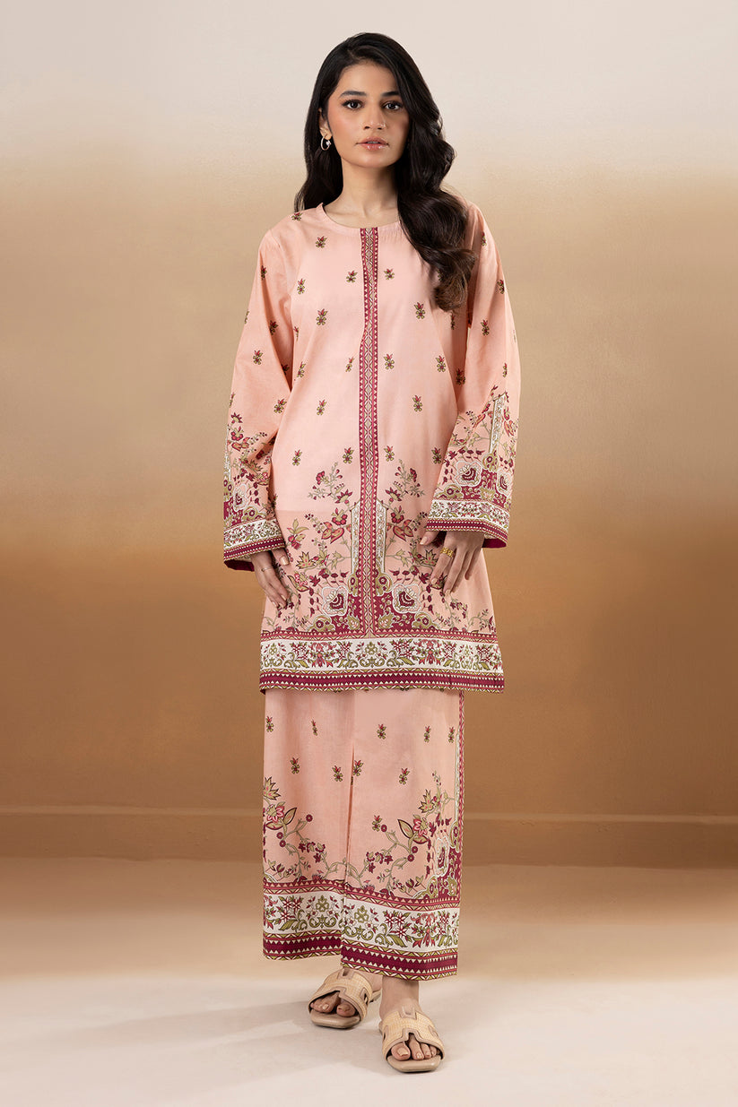 zellbury 02 pc stitch shirt trouser / peach-2522679
